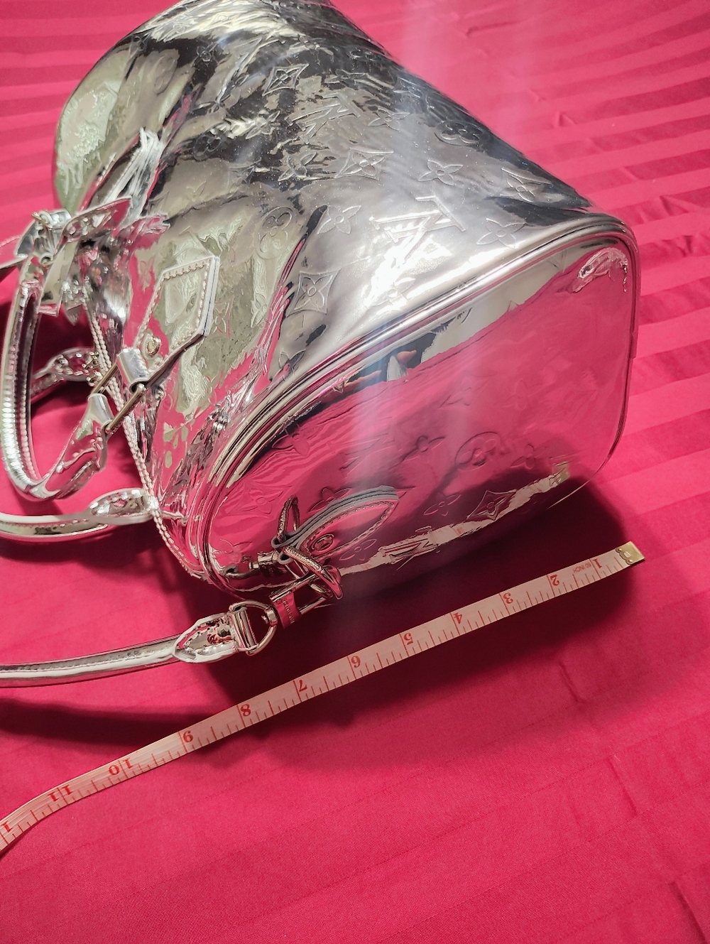 NEW Designer Monogram Speedy Metallic Mirror Silver Handbag LV MUST HAVE! - Picture 8 of 9